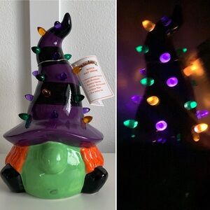 Light-up Ceramic Gnome Mr. Halloween  Figure Witches Gnome Ceramic Tree Lighted